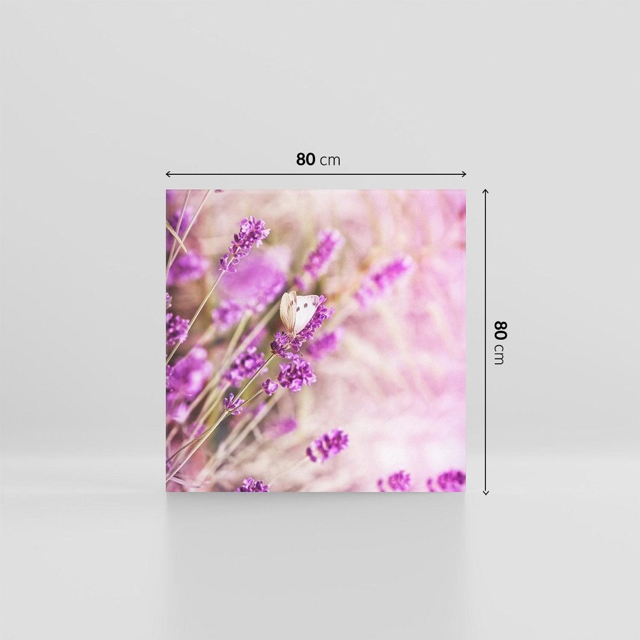 Obraz na płótnie 80x80 - Majestat lawendy: fioletowe pola - lawenda, fiolet