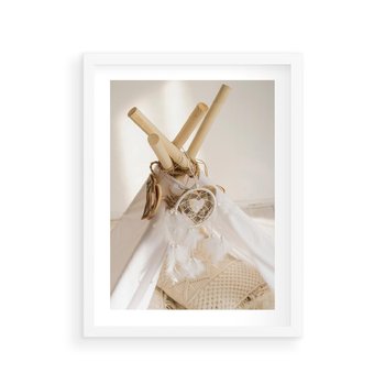 Plakat w ramie 40x50 - Oaza Swobodnego Stylu - boho, tipi - rama biała