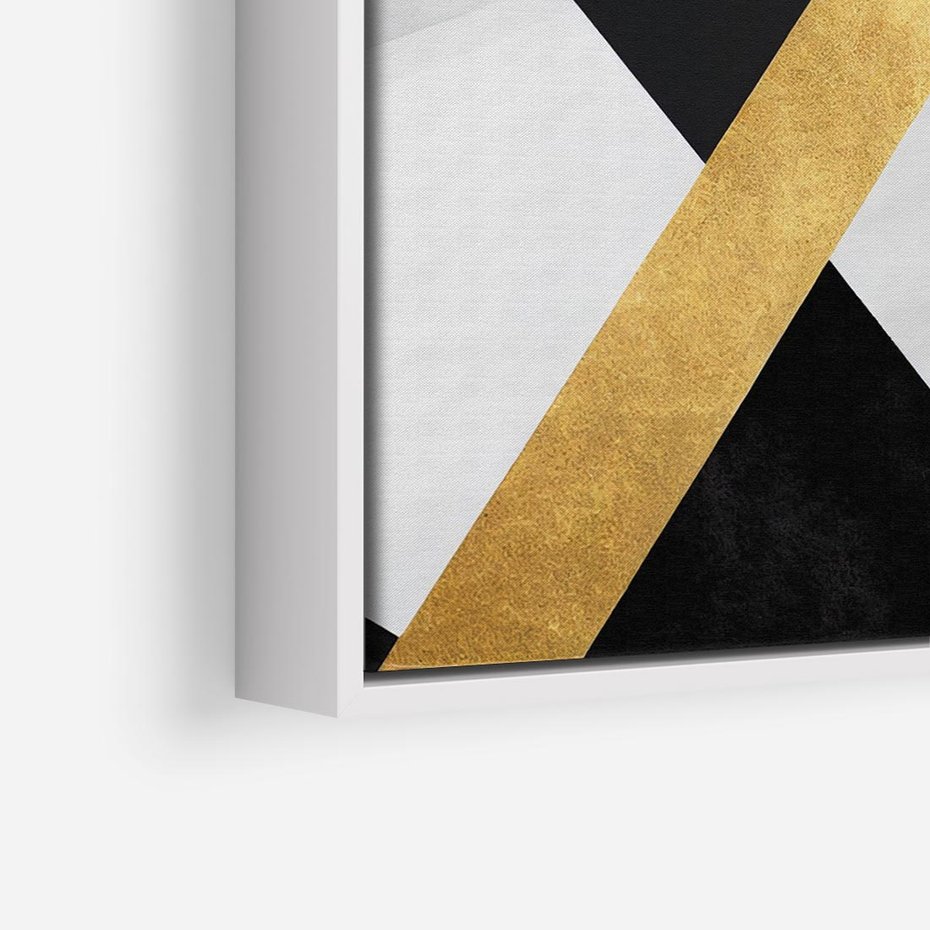 Obraz w ramie 50x50 - Pudrowe Abstrakcyjne Lustra - złote abstrakcyjne linie, szarość - rama biała