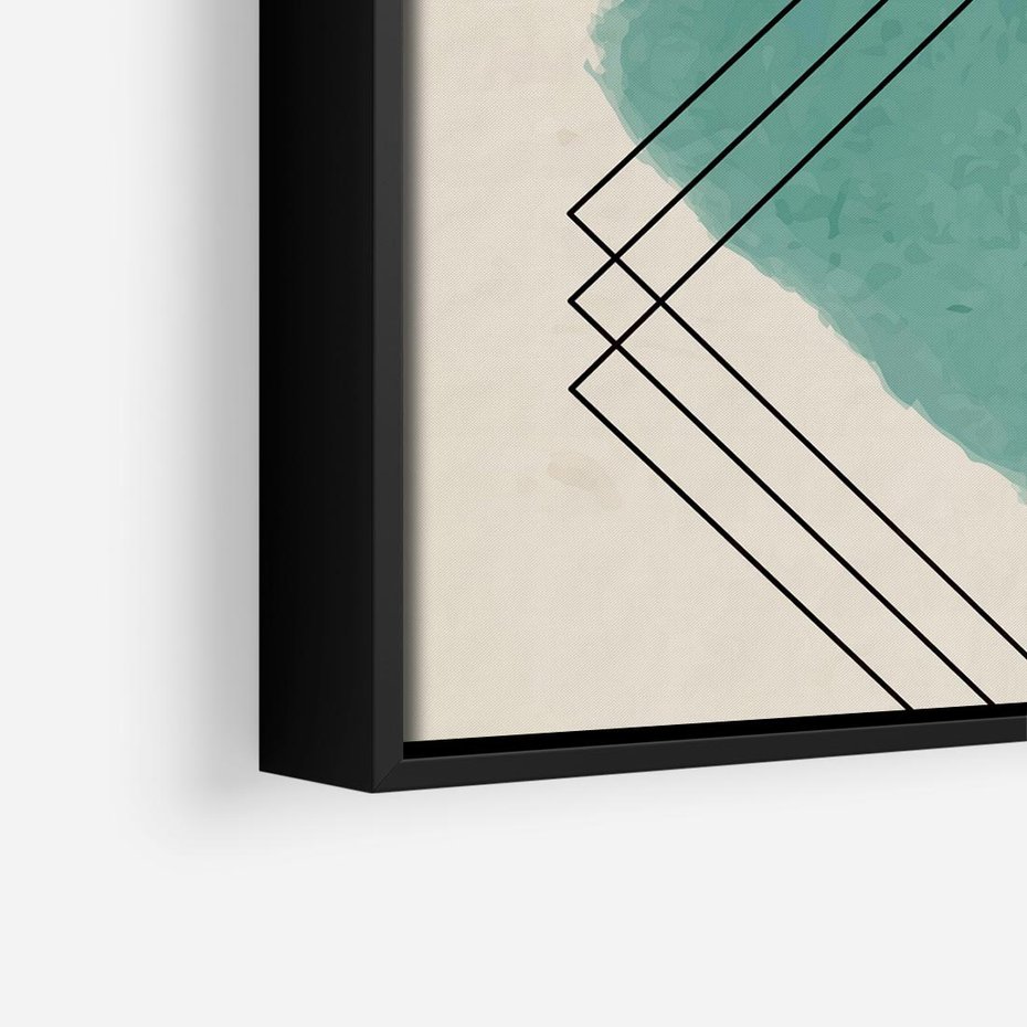 Obraz w ramie 50x50 - Impresje Przestrzeni - akwarelowa plama, geometryczne szkicowane kształty - rama czarna