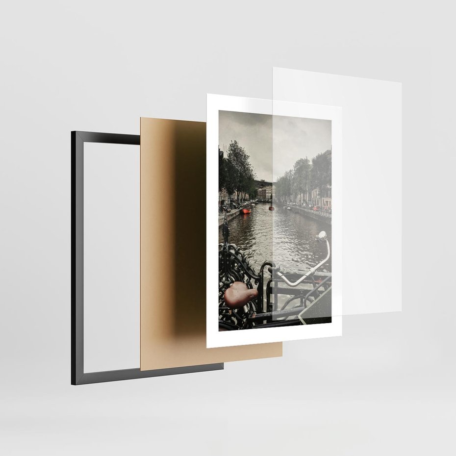 Plakat w ramie 30x40 - Miasto na Wodzie - holenderskie kanały, amsterdam - rama czarna