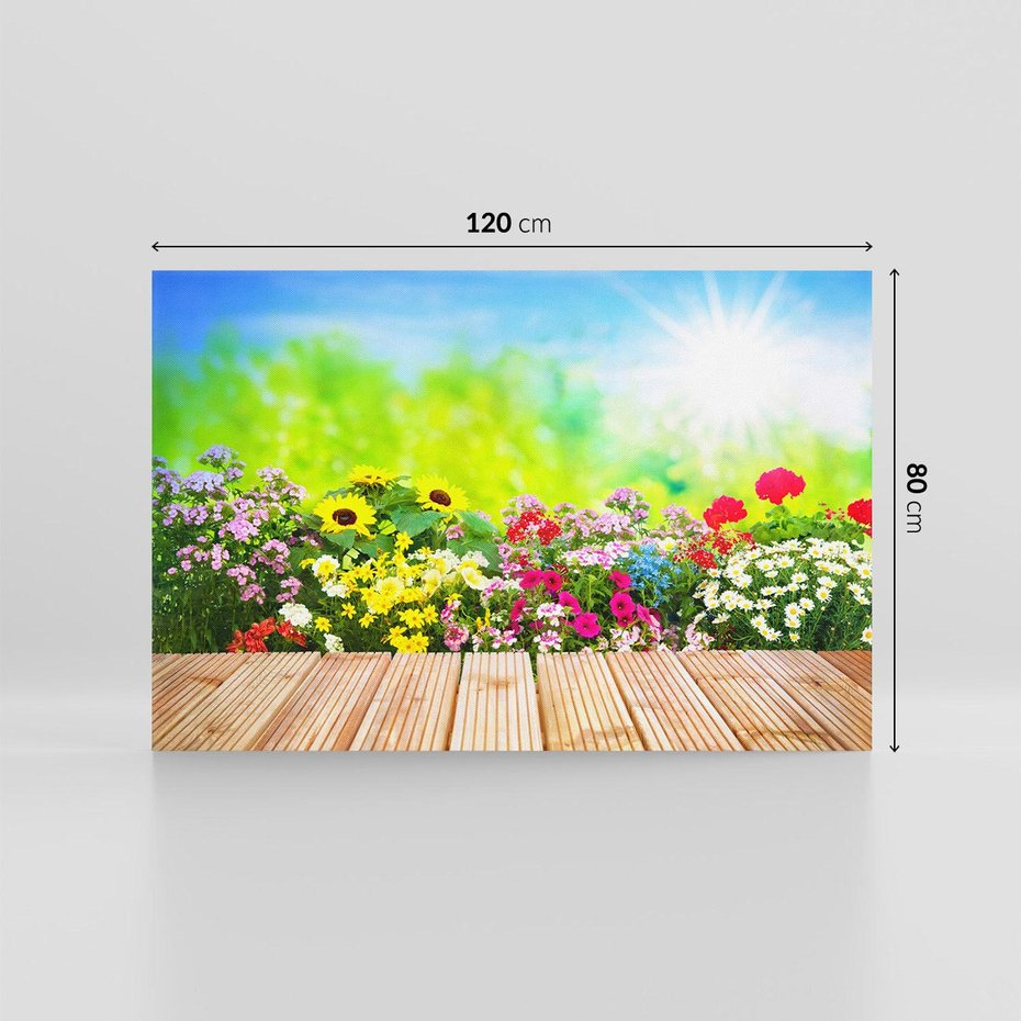 Obraz na płótnie 120x80 - Energiczny ogród - kwiaty, ogród