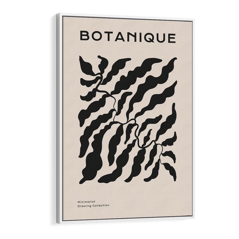 Obraz w ramie 50x70 - Księga Odbić - abstrakcyjne liśćie, roślinne motywy - rama biała