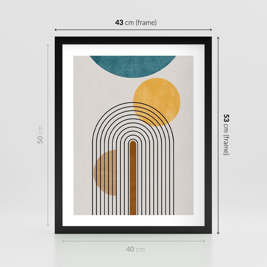 Plakat w ramie 40x50 - Wewnętrzne Labirynty Form - styl mid century, nowoczesna sztuka - rama czarna