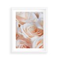 Plakat w ramie 40x50 - Aromatyczna Piękność - płatki herbacianej róży, kwiaty - rama biała