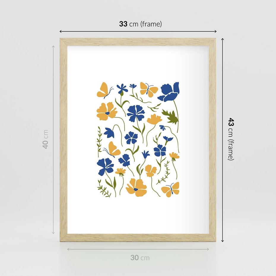 Plakat w ramie 30x40 - Odgłosy Wizji - kwiaty, sztuka nowoczesna - rama drewno