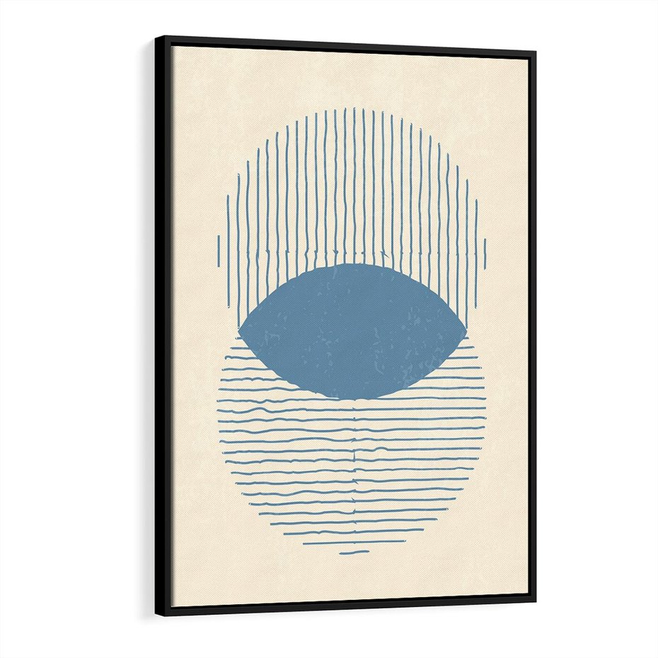 Obraz w ramie 70x100 - Wnętrza Refleksji - geometryczne kształty, koła - rama czarna