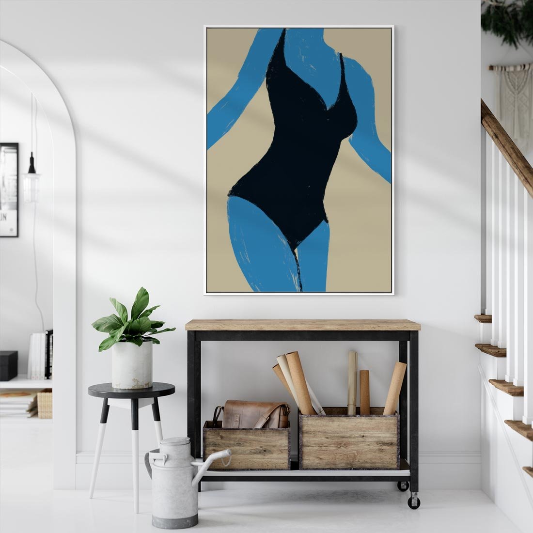 Obraz w ramie 70x100 - Zaklęta Kompozycja - abstrakcyjny plakat, nowoczesna sztuka - rama biała