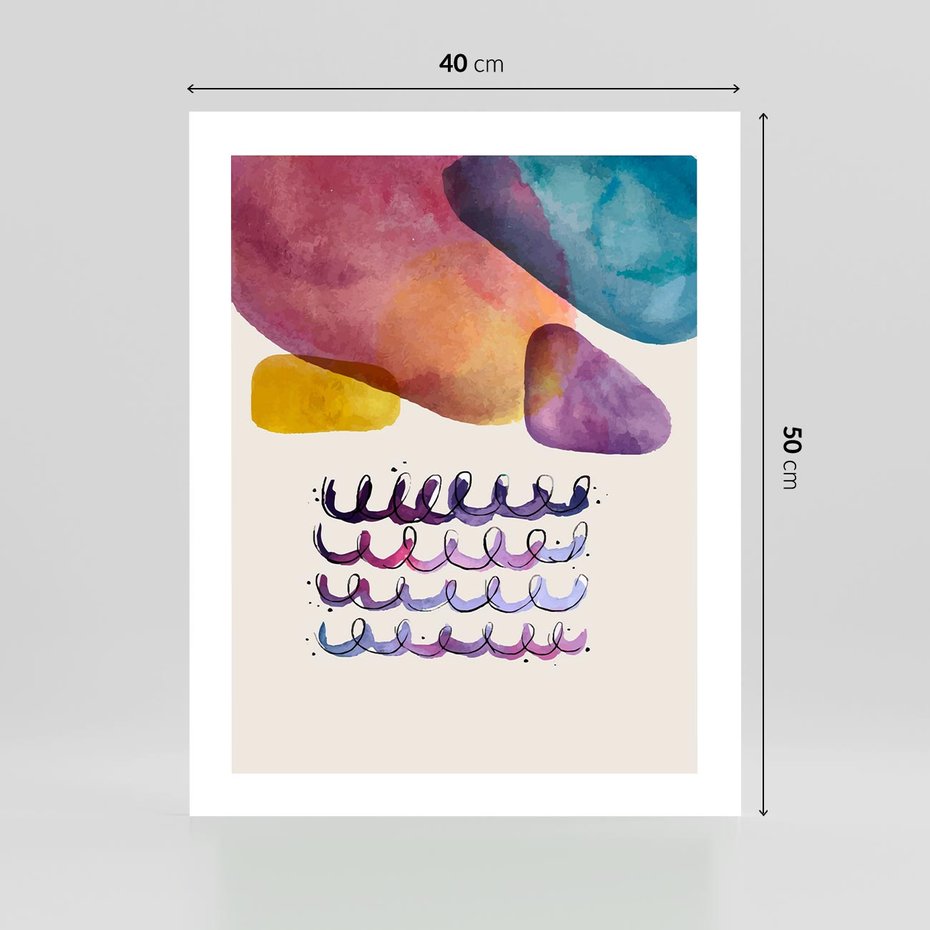Plakat bez ramy 40x50 - Impresje Akwarelowej Przestrzeni - kolorowe pastelowe plamy, rozmyte żywe kolory