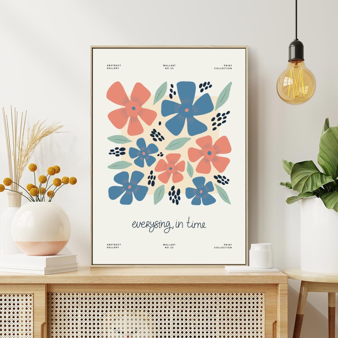 Obraz w ramie 80x120 - Kształtując Marzenia - kwiaty, nowoczesna abstrakcja - rama drewno