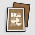 Plakat w ramie 50x70 - Wewnętrzne Spektrum - geometryczne boho kształty na brązowym, karmelowym tle - rama czarna