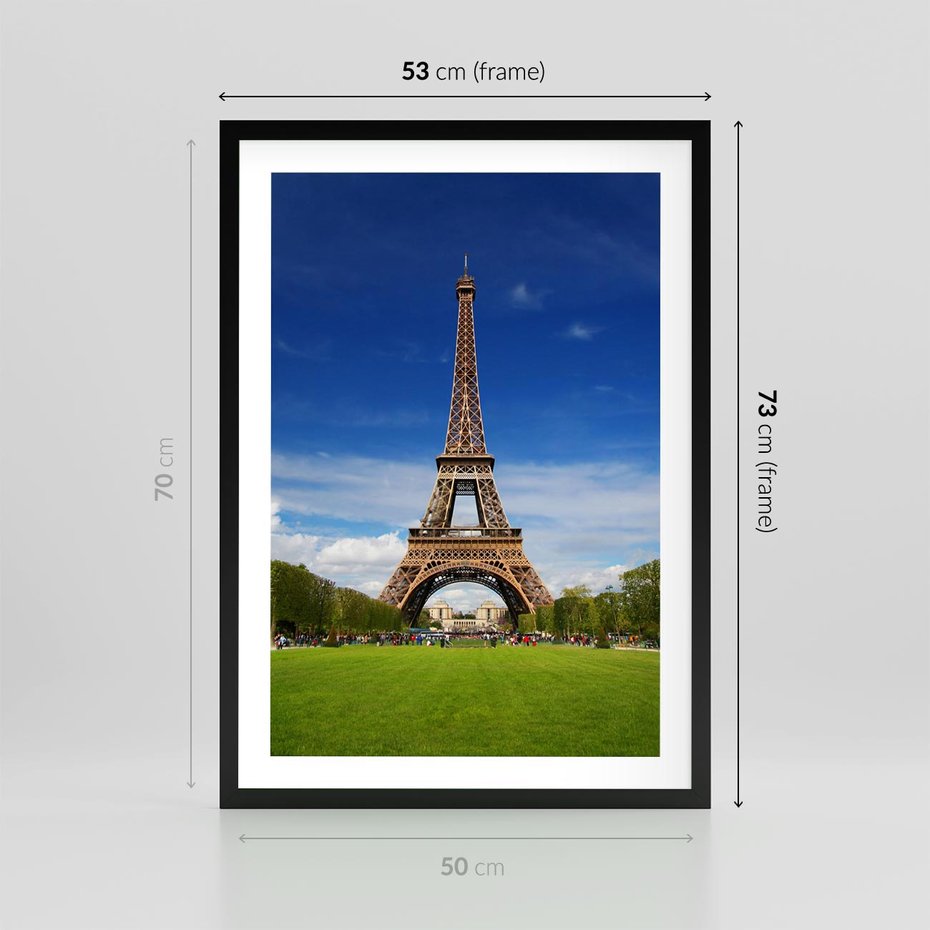 Plakat w ramie 50x70 - Eiffla: symbole Paryża - Eiffla, Paryż - rama czarna