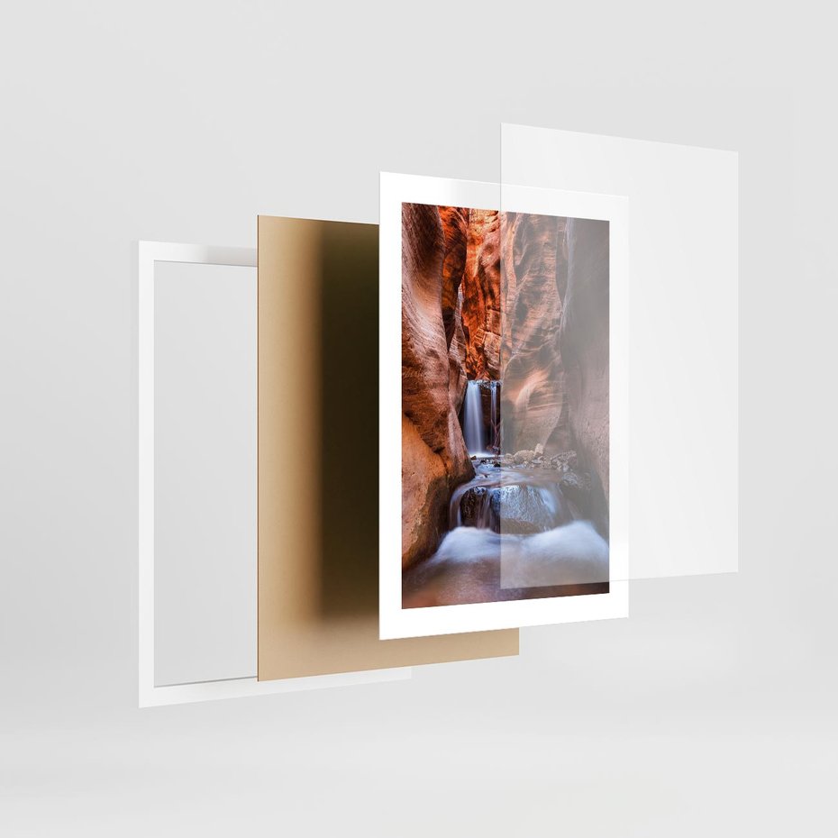 Plakat w ramie 30x40 - Tajemniczy świat jaskini i wodospadu - jaskinia, wodospad - rama biała
