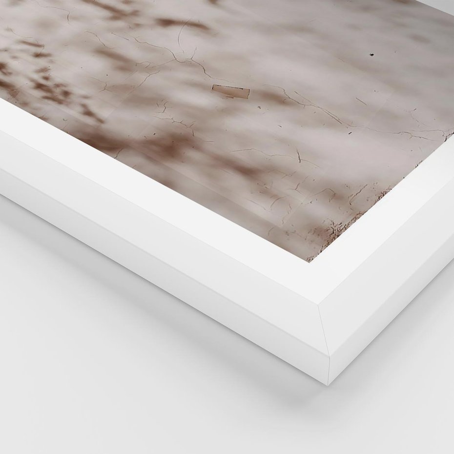 Plakat w ramie 40x50 - Cień Gałęzi - beżowa ściana, cień gałęzi - rama biała