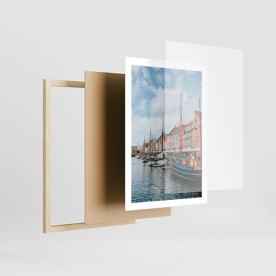 Plakat w ramie 50x70 - Wibracje Miejskiego Klimatu - Dania, Kopehaga - rama drewno