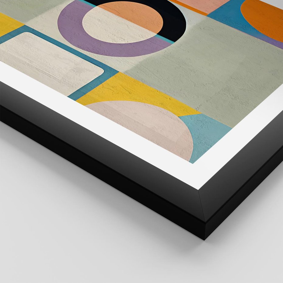 Plakat w ramie 30x40 - Taniec Kształtów Emocji - abstrakcyjne geometryczne kształty, olejny obraz - rama czarna