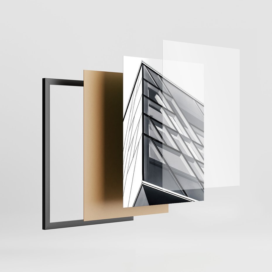 Zestaw obrazy w ramie 50x70 galeria - Architemtura, czarno, białe, fotografie - rama czarna