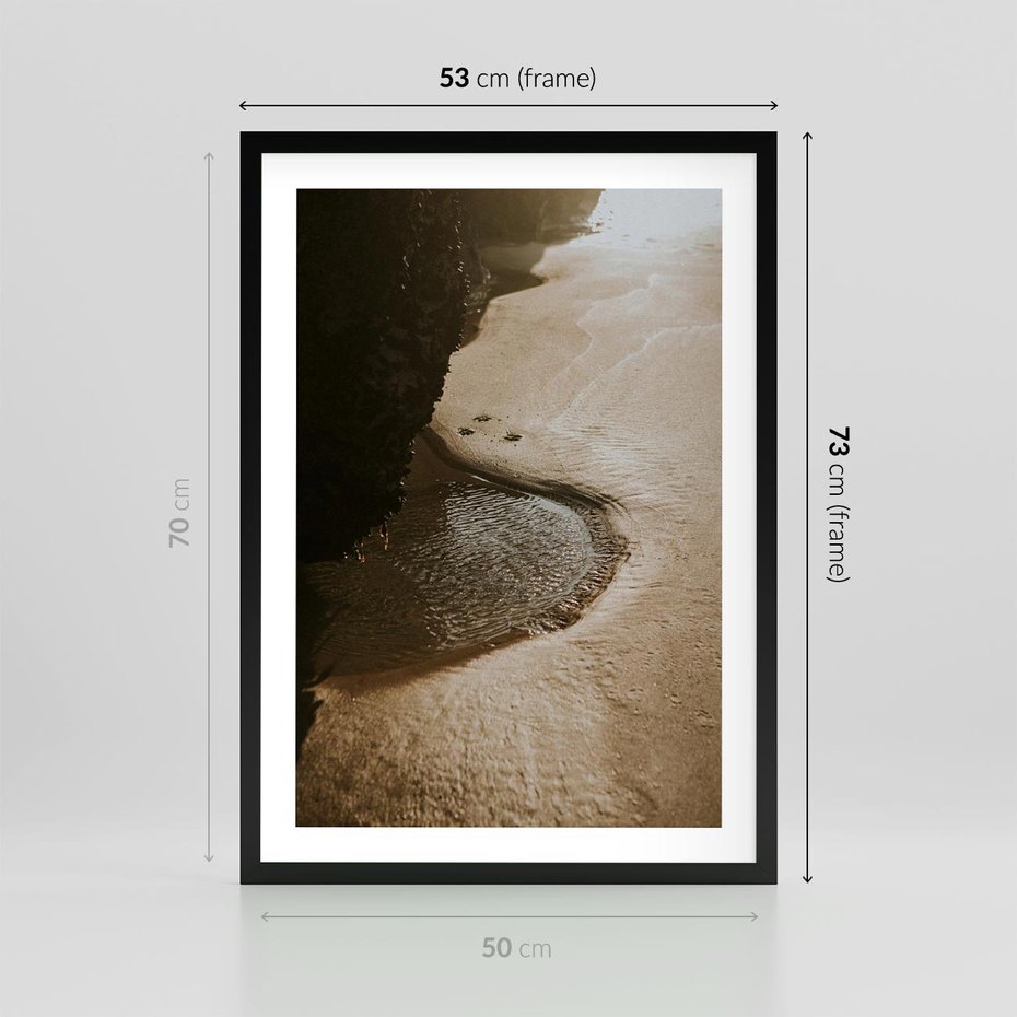 Plakat w ramie 50x70 - Relaksujący Raj - plaża, morze - rama czarna