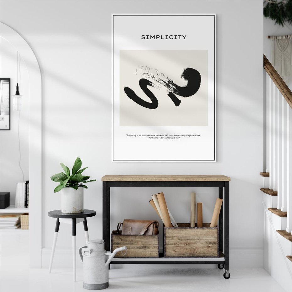 Obraz w ramie 80x120 - Prostota w kształcie - abstrakcja, maźnięcie farbą - rama biała