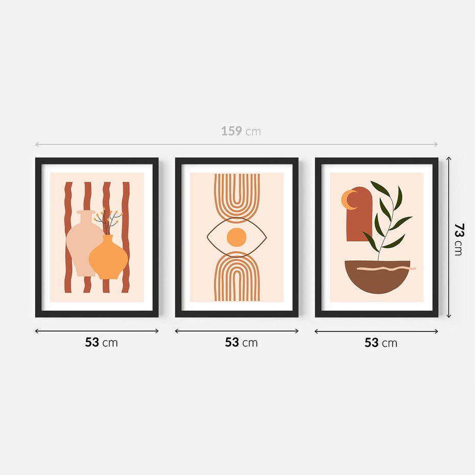 Zestaw obrazy w ramie 50x70 galeria - Plakaty, motyw, boho - rama czarna