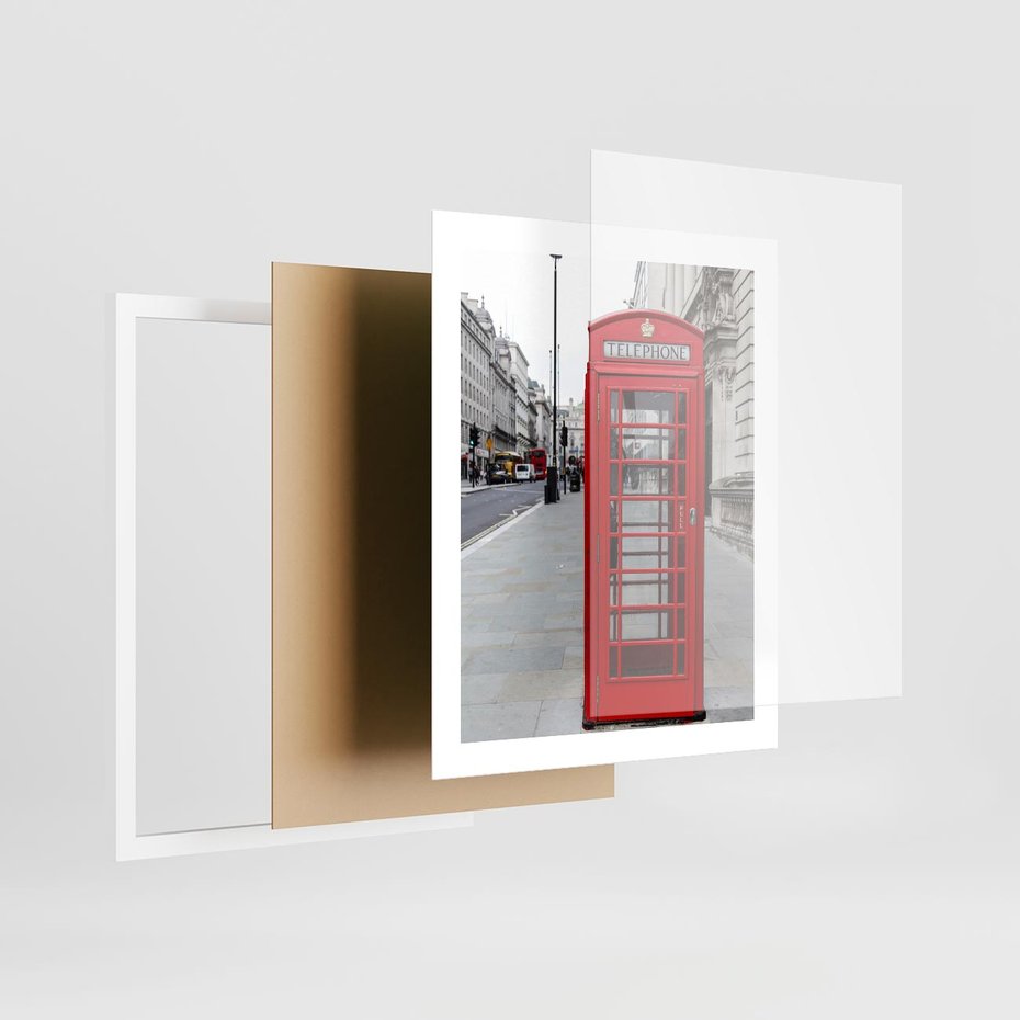 Plakat w ramie 40x50 - Londyńska budka w perspektywie - budka, Londyn - rama biała