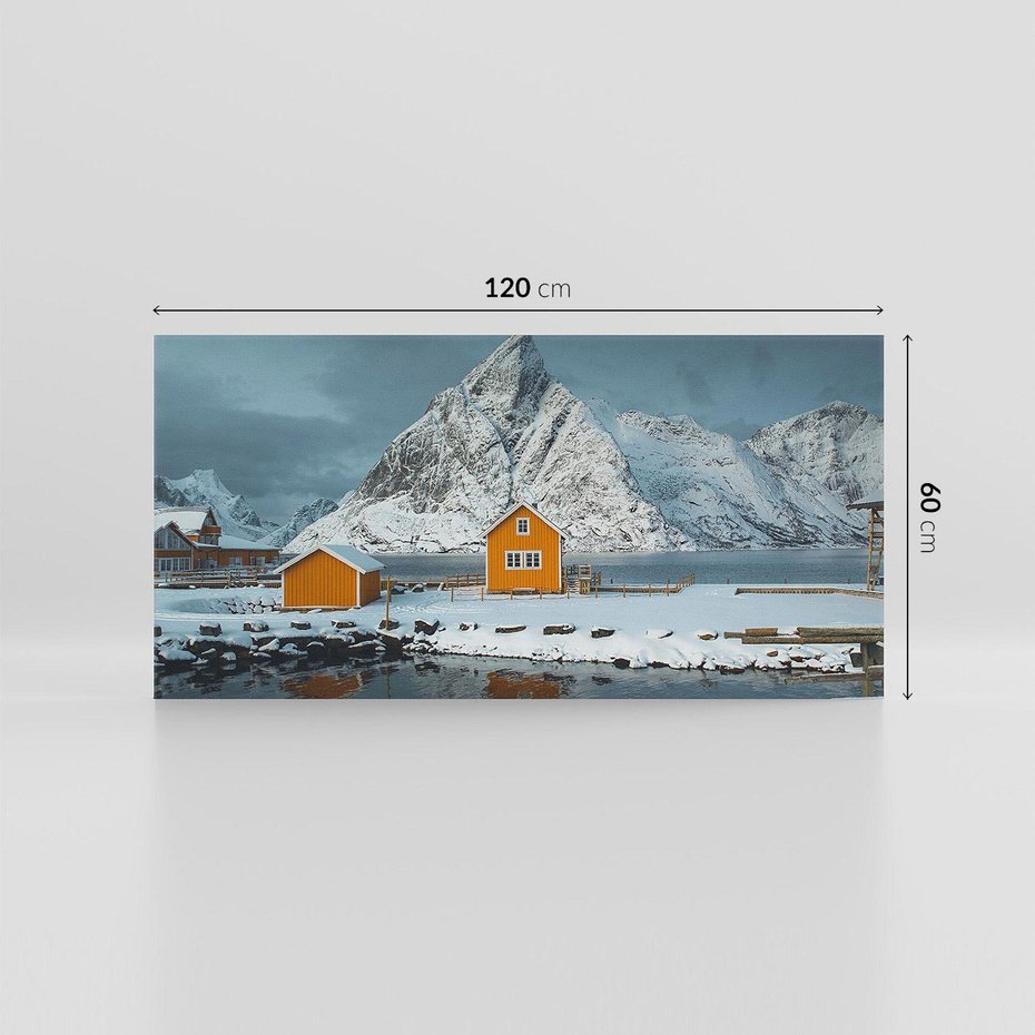 Obraz na płótnie 120x60 - Minimalizm i Urok Natury - skandynawskie, domki