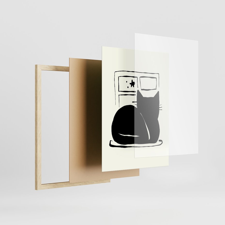 Zestaw obrazy w ramie 50x70 galeria - Koty, abstrakcja, sztuka - rama drewno