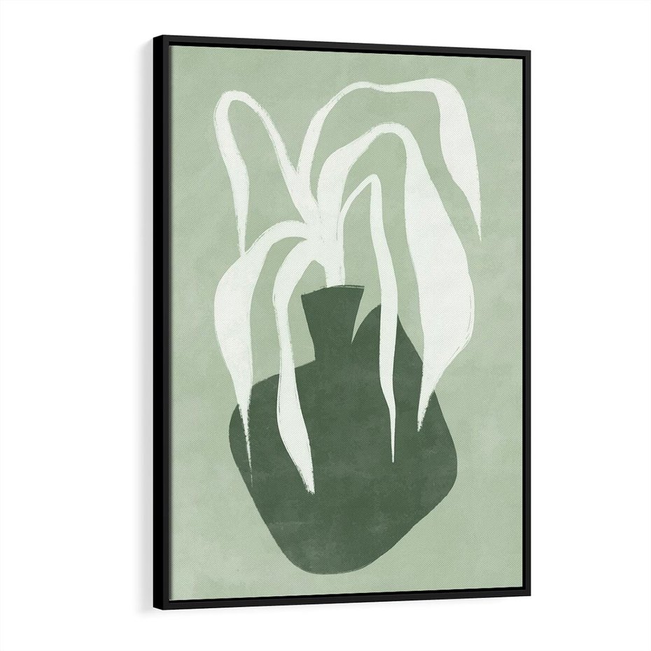 Obraz w ramie 70x100 - Zieleń Pulsującego Spokoju - zielona abstrakcja, zgaszona zieleń - rama czarna