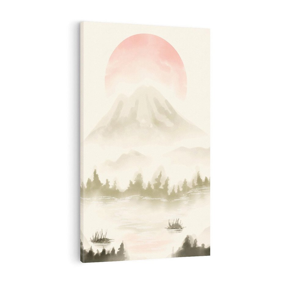 Obraz na płótnie 50x70 - Przyroda Japonii - japońska akwarela, góry