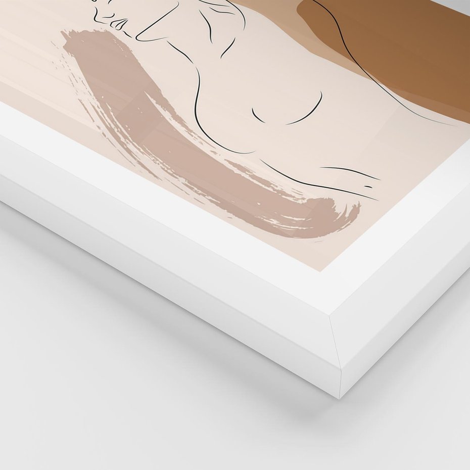 Plakat w ramie 40x50 - Sztuka Nagiej Formy - szkic nagiej kobiety, kolory beżowe - rama biała