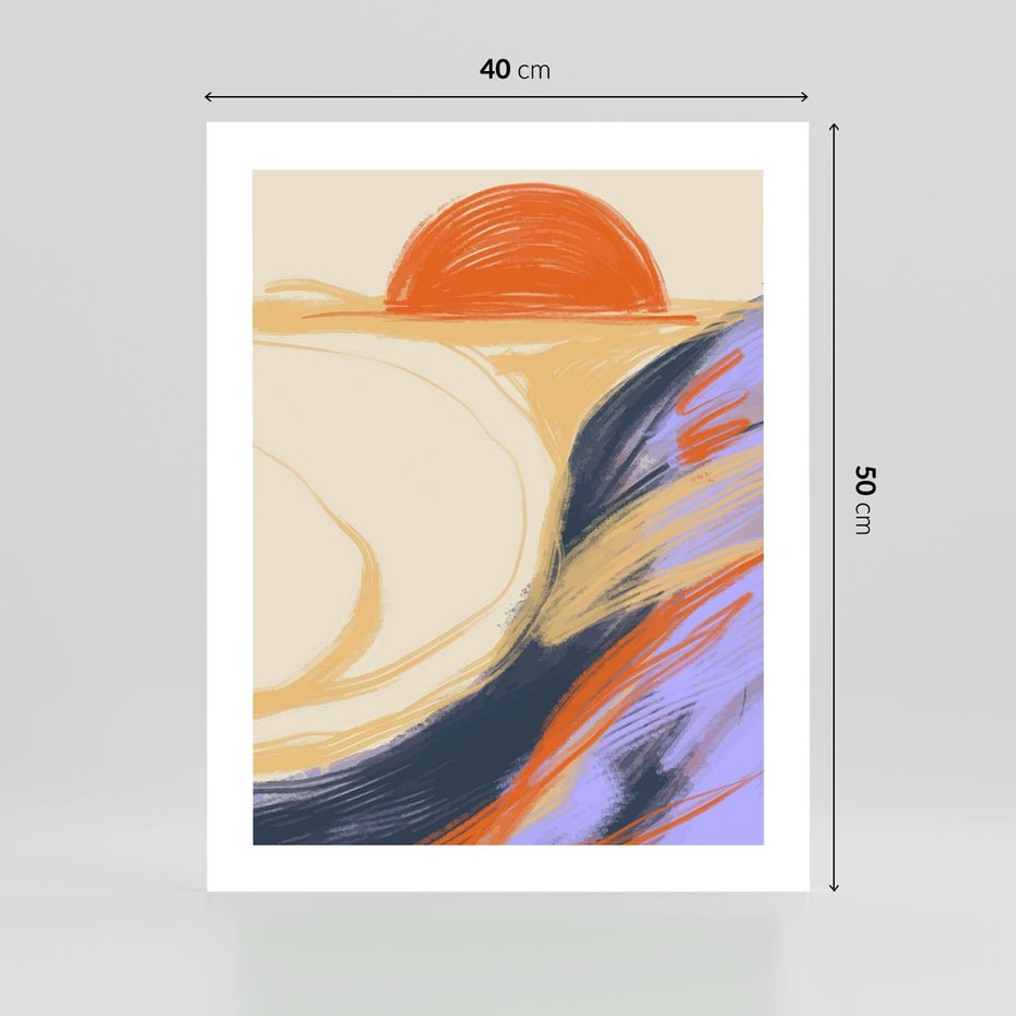 Plakat bez ramy 40x50 - Pomarańczowy Horyzont - pastelowy krajobraz, nowoczesny plakat