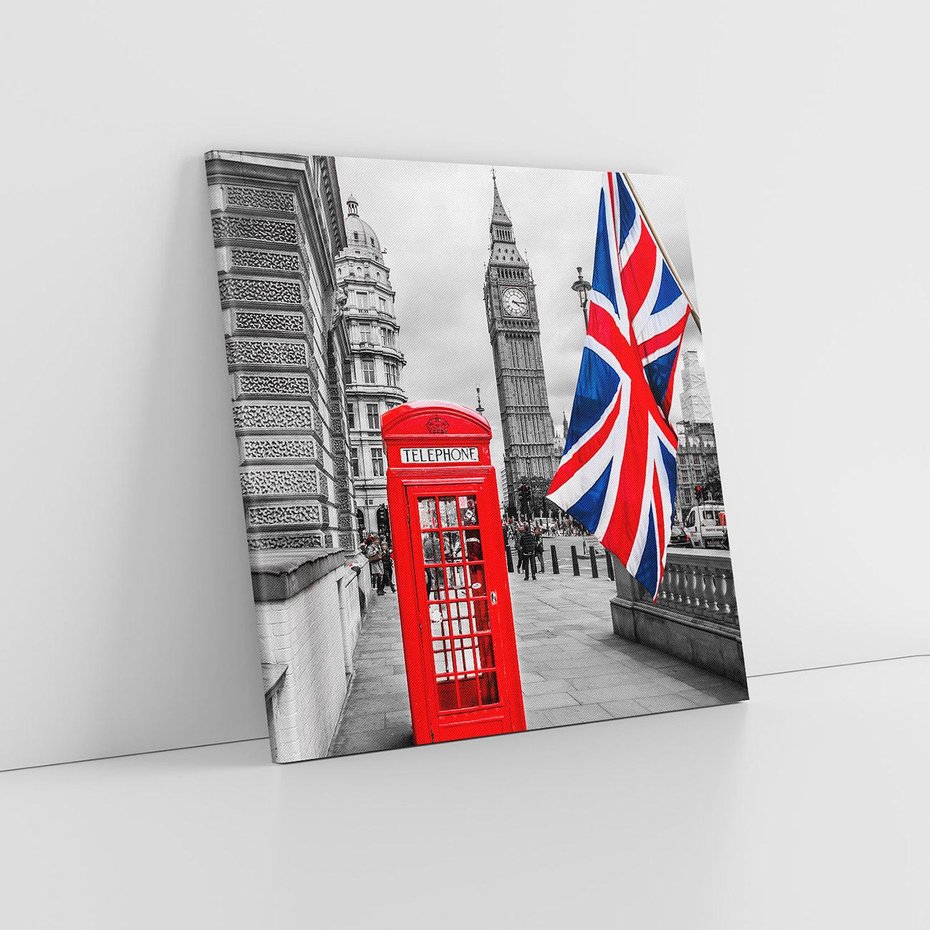Obraz na płótnie 70x70 - Londyńska Budka przy Big Benie - Londyn, budka
