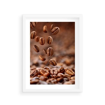 Plakat w ramie 30x40 - Kawiarniana atmosfera kawy - kawa, kawiarnia - rama biała