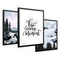 Zestaw obrazy w ramie 50x70 galeria - Motywacja, cytat, napis, góry - rama czarna