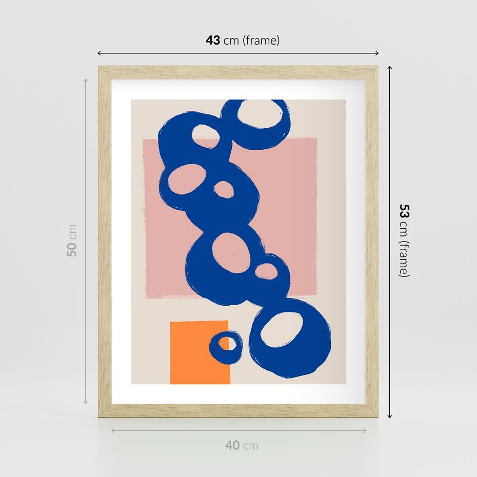 Plakat w ramie 40x50 - Migocące Plamiste Echa - abstrakcja, nowoczesny plakat - rama drewno