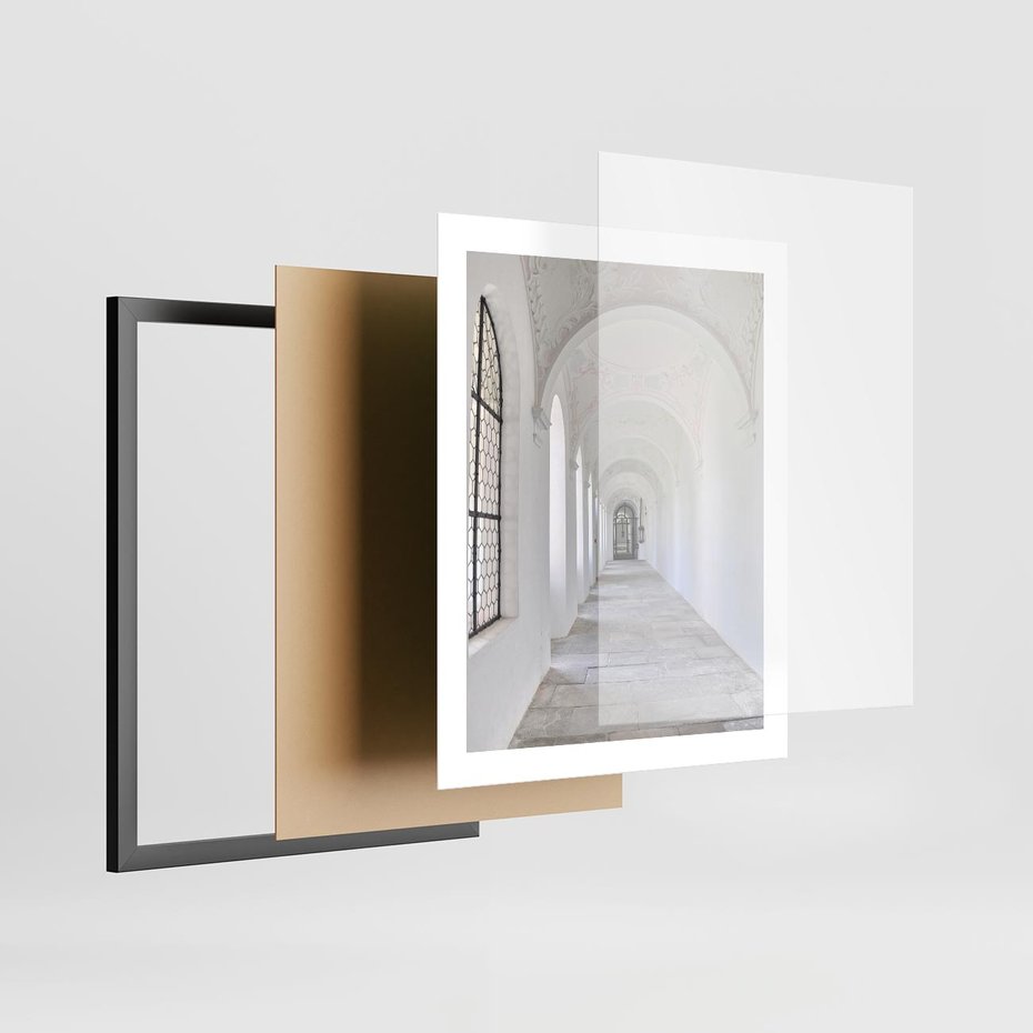 Plakat w ramie 40x50 - Architektoniczne Przejście - architektura, korytarz - rama czarna