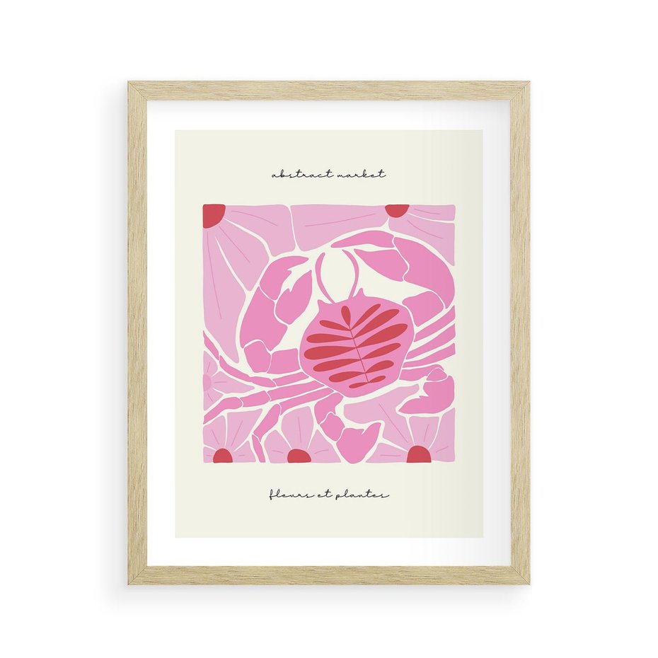 Plakat w ramie 40x50 - Rozświetlone Impresje - abstrakcyjny plakat, krab - rama drewno