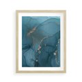Plakat w ramie 40x50 - Marmurowa Elegancja: Kolory Oceanu - marmur, kolory oceanu - rama drewno