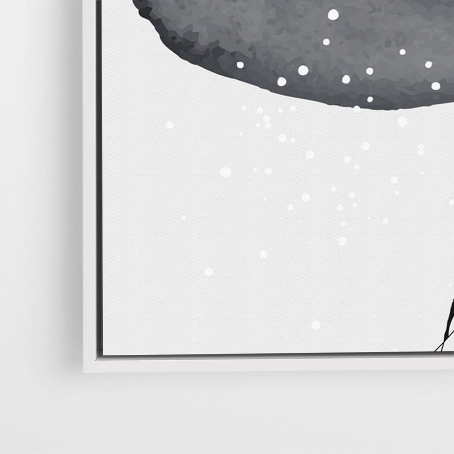 Obraz w ramie 50x70 - Impresje Harmonii - abstrakcyjne plamy akwarelowe, czarny szkic - rama biała