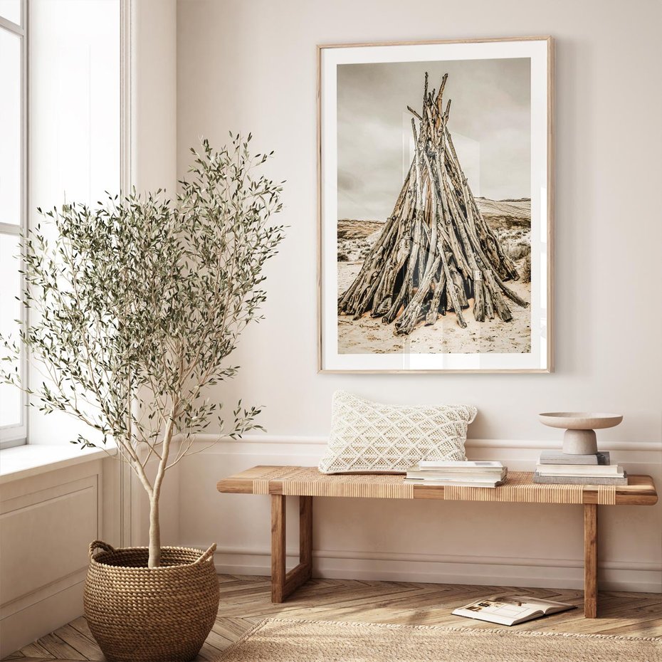 Plakat w ramie 30x40 - Ciepło Przeszłości - retro fotograia, odcienie sepii - rama drewno