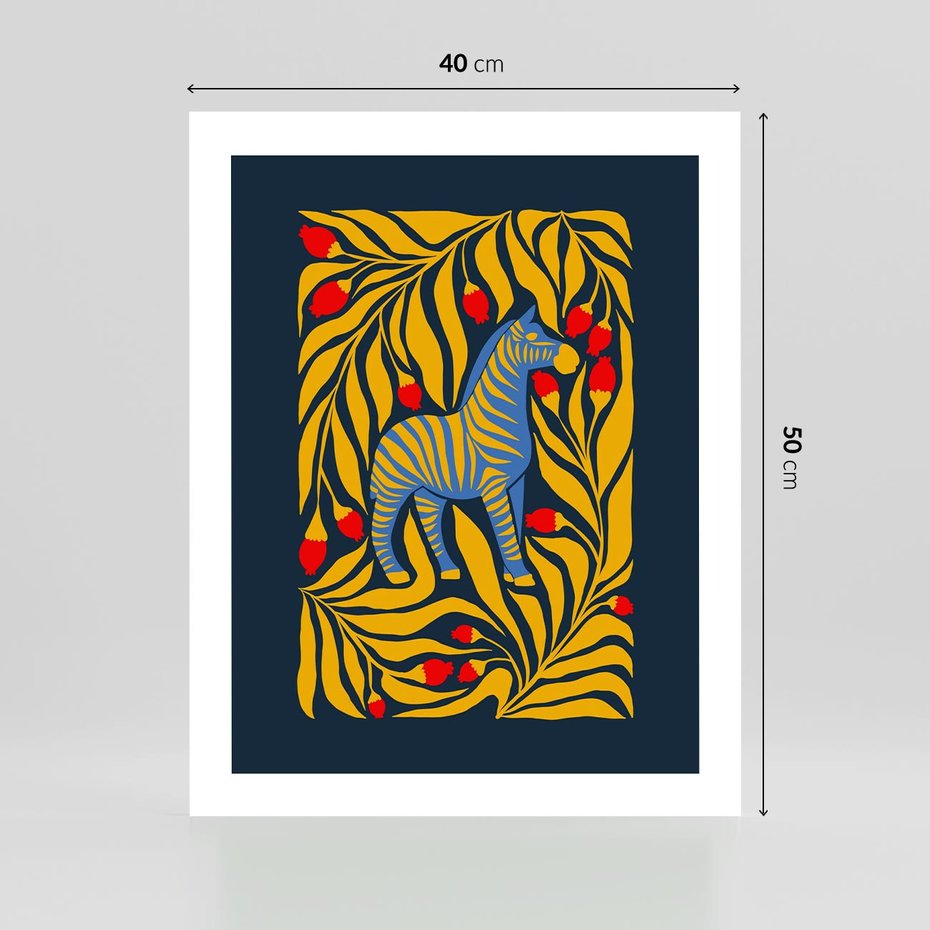 Plakat bez ramy 40x50 - Wibracje Wyobraźni - zebra, granatowe tłó