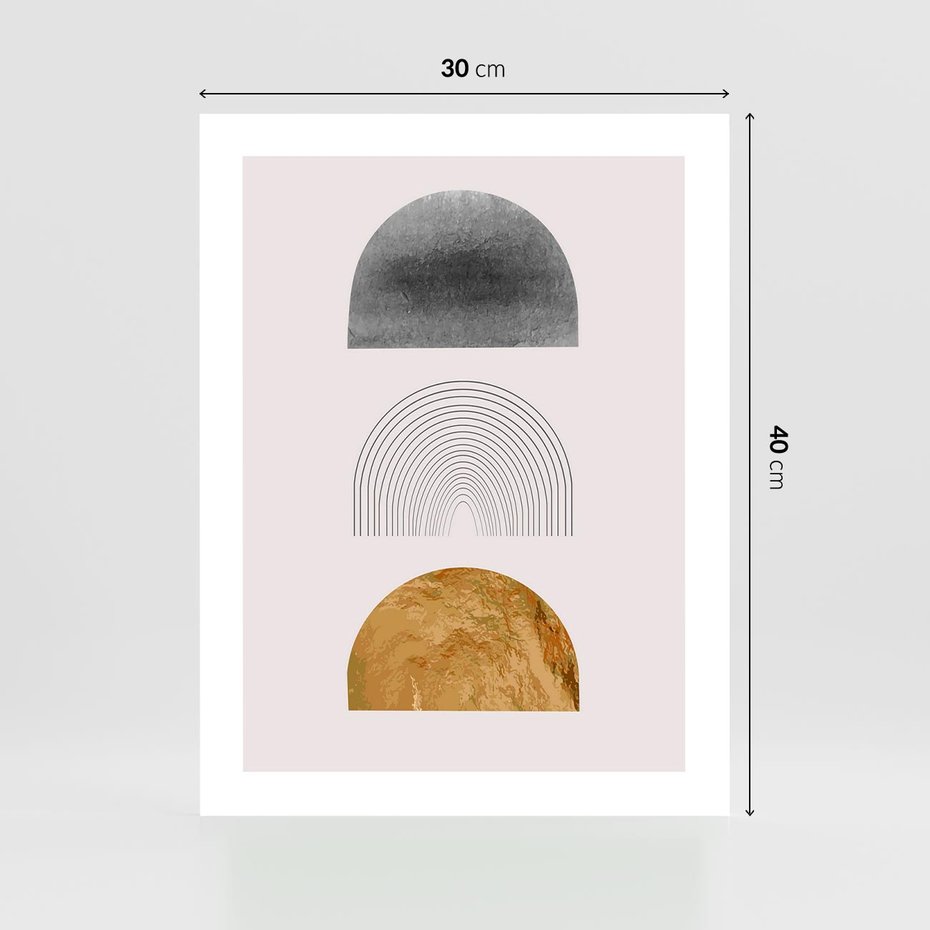 Plakat bez ramy 30x40 - Piękno wGeometrycznych Kształtach i Złocie - nowoczesna geometryczna grafika, złote elementy