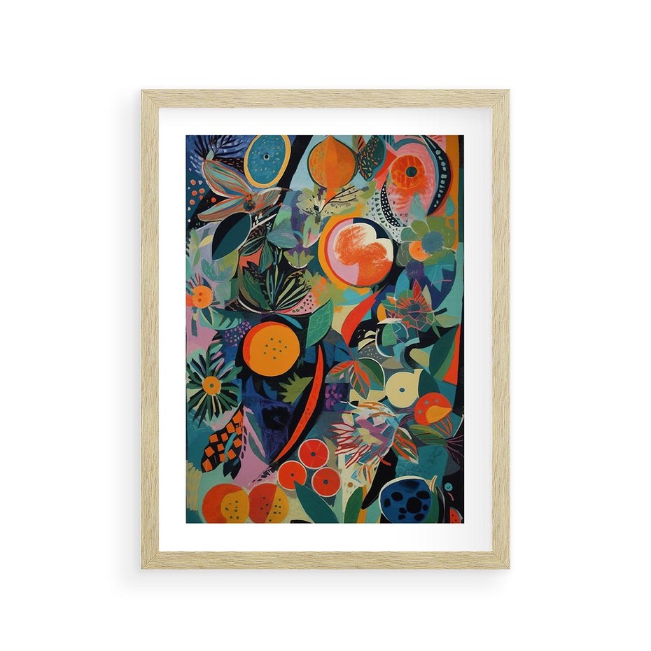 Plakat w ramie 30x40 - Echa Nietuzinkowych Wzorców - abstrakcyjny obraz olejny, jak picasso - rama drewno