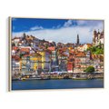 Obraz w ramie 120x80 - Kolorowa Przystań - nadmorskie miasto, kolorowe budynki - rama drewno