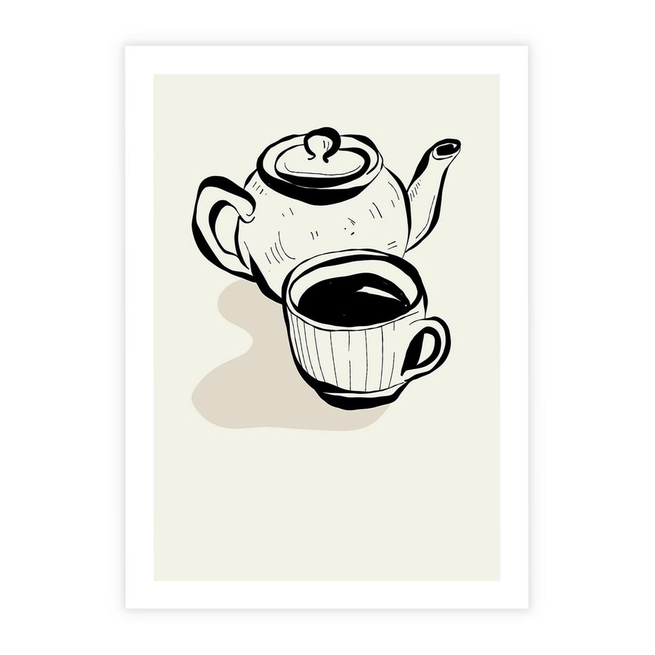 Plakat bez ramy 30x40 - Kawa w Minimalistycznym Szkicu - grafika, szkic