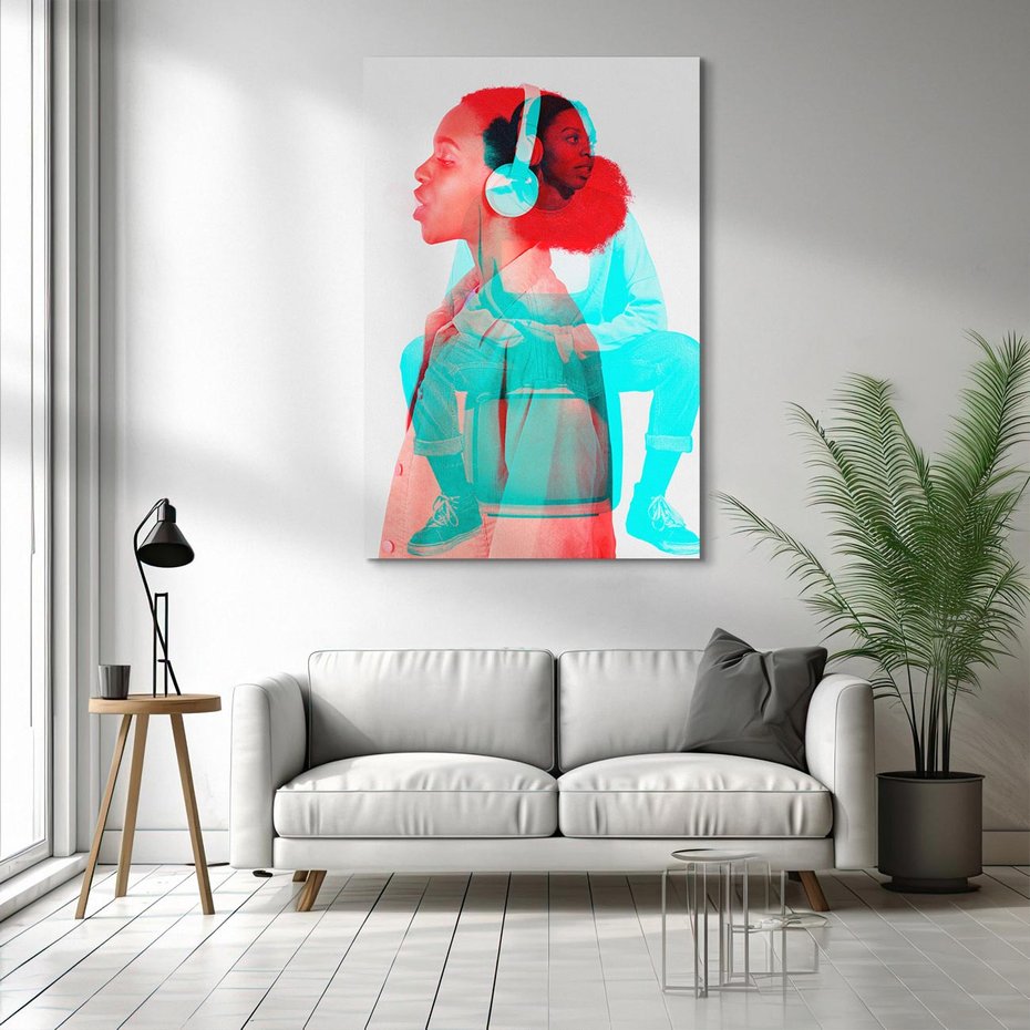 Obraz na płótnie 70x100 - Rytmy Wspomnień - kolaż zdjęć, kobieta