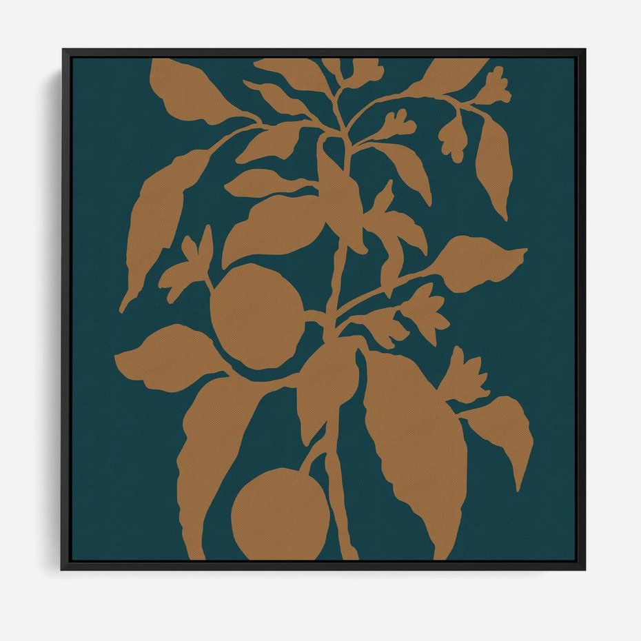 Obraz w ramie 50x50 - Boho Ekspresja Emocji - abstrakcyjna boho grafika, ciemne zielone tłó - rama czarna