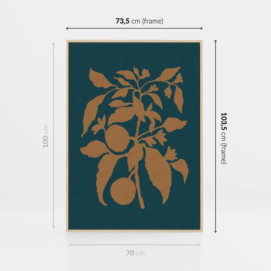 Obraz w ramie 70x100 - Boho Ekspresja Emocji - abstrakcyjna boho grafika, ciemne zielone tłó - rama drewno