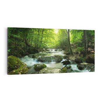 Obraz na płótnie 120x60 - Ukojenie strumienia: Spotkanie z naturą - strumyk, las