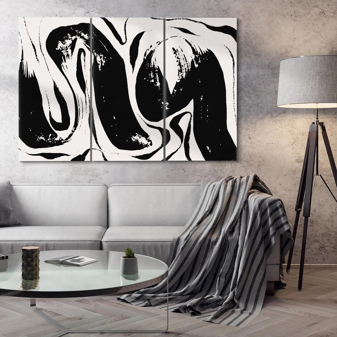Obraz na płótnie 120x80 - Wibracje w ciemnościach duszy - czarno biała abstrakcja, nieregularne rozmyte linie